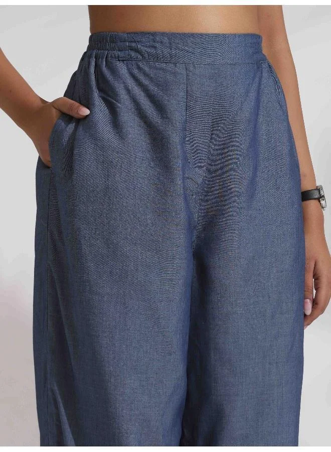 ترو برونز trueBrowns Blue Cotton Check Shirt Top Co-ord Set