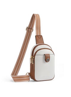 Bostanten Small Sling Bag Crossbody Bags For Women Trendy Crossbody Purse Leather Chest Bag Beige  - Image 1