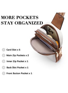Bostanten Small Sling Bag Crossbody Bags For Women Trendy Crossbody Purse Leather Chest Bag Beige  - Image 3