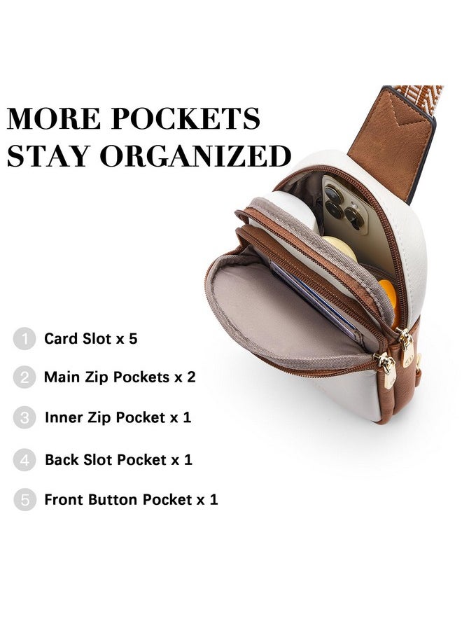 Bostanten Small Sling Bag Crossbody Bags For Women Trendy Crossbody Purse Leather Chest Bag Beige  - Image 3