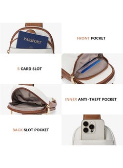 Bostanten Small Sling Bag Crossbody Bags For Women Trendy Crossbody Purse Leather Chest Bag Beige  - Image 4