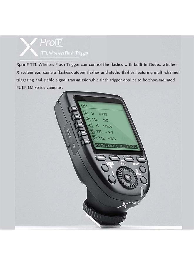 Godox Godox Camera Flash Trigger Xpro-F for Fuji Fujifilm Wireless Remote 2.4GHz 1/8000s HSS TTL-Convert-Manual Large Screen Design Customizable Functions  - Image 5