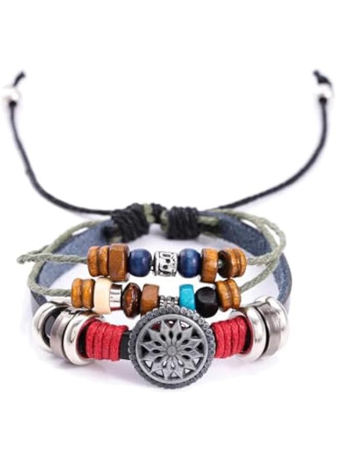 Arabest Vintage Bohemia Bracelets Leather Beaded Bracelet Hand Woven Bracelets Multilayer Charm Wrist Jewelry for Women and Men  - Image 1