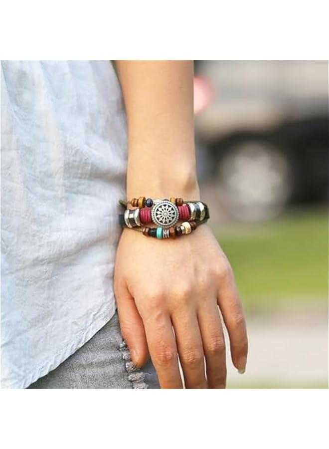 Arabest Vintage Bohemia Bracelets Leather Beaded Bracelet Hand Woven Bracelets Multilayer Charm Wrist Jewelry for Women and Men  - Image 2