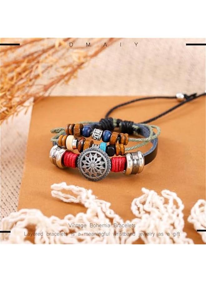 Arabest Vintage Bohemia Bracelets Leather Beaded Bracelet Hand Woven Bracelets Multilayer Charm Wrist Jewelry for Women and Men  - Image 4