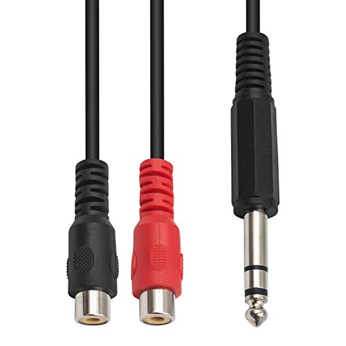 Poyiccot 6.35mm 1/4 inch TRS Stereo Jack Male to 2 RCA Female Plug Y Splitter Adapter Cable 20cm/8inch (635M-2RCAFM) - Image 3