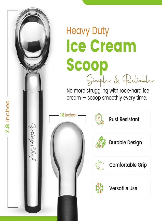 Spring Chef Heavy Duty Metal Ice Cream Scoop - Dishwasher Safe Ice Cream Scooper, Commercial Icecream Scoop Spade, Professional Kitchen Tool for Gelato, Melon, Sundae, Cookie Spoon - Black - Image 2