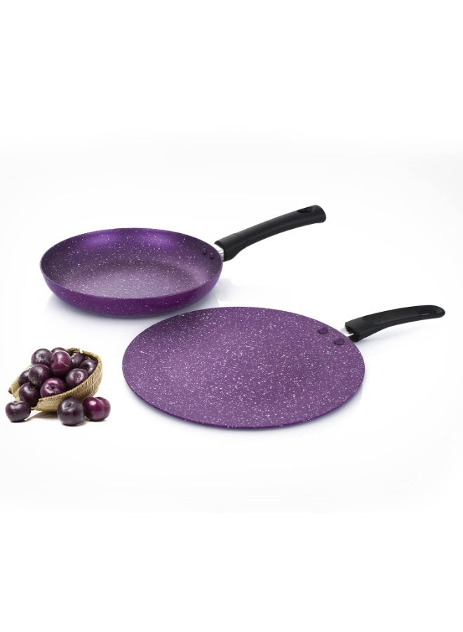 Alda Non Stick Cookware set  (Wok with Lid, Fry Pan, Crepe Pan) - Plum 3mm Induction Friendly | 1 Year Warranty - Image 3