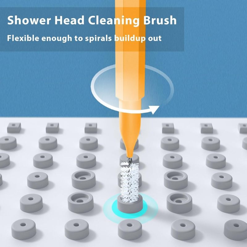 Shower Cleaner Kit: 20-Piece Set With 10 Sizes Stainless Steel Picks, Spiral Bristle Brushes - Dual Unclogging Design, Protective Caps for Shower Heads, 3D Printer Hoses, Car Washer Spray Openings - Image 5