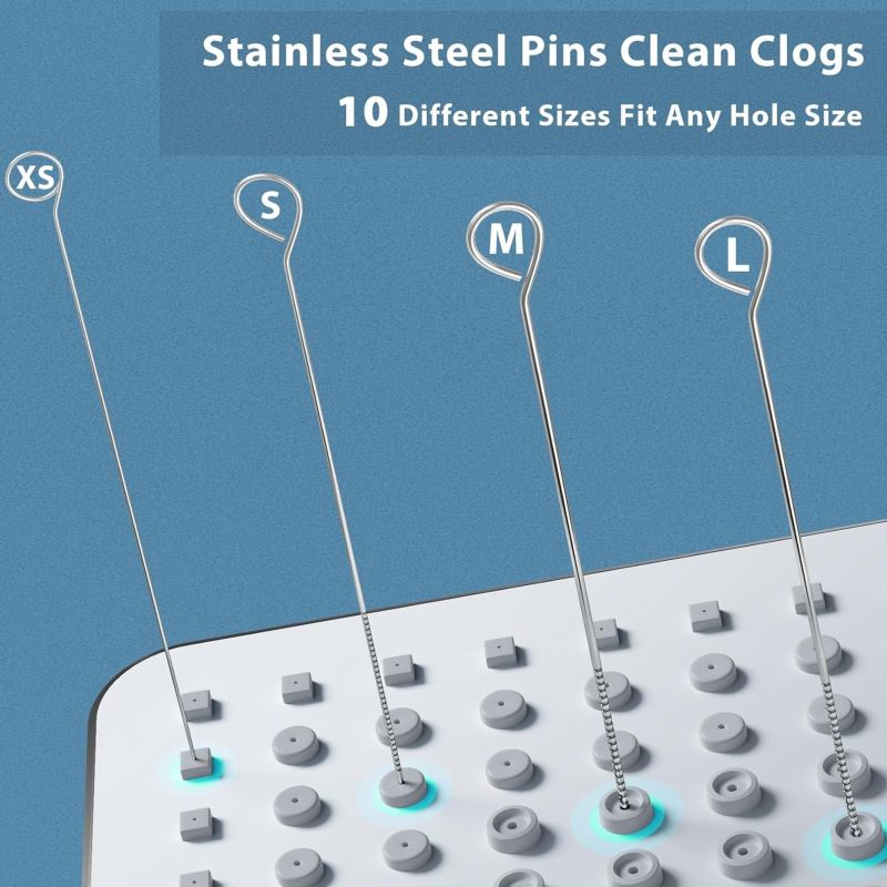 Shower Cleaner Kit: 20-Piece Set With 10 Sizes Stainless Steel Picks, Spiral Bristle Brushes - Dual Unclogging Design, Protective Caps for Shower Heads, 3D Printer Hoses, Car Washer Spray Openings - Image 4