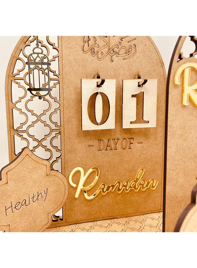 erorex Ramadan Advent Calendar 2024 Wooden Countdown Days 30 Days Home Decorations Diy Eid Decorations For Ramadan Parties Gifts For Kids Craft Decorations Lantern - Image 3