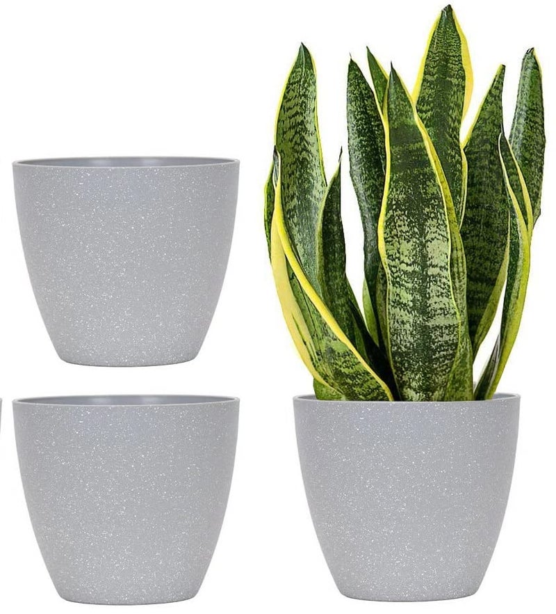 Alexvyan Imported 17 Cm Long Plastic (100% Virgin Plastic) Fashionable Fade Free Flower Plant Pot for Garden Balcony Terrace-Length 17 Cm Top 17 Cm Bottom 10 Cm (Pack of 3) Light Grey. - Image 4