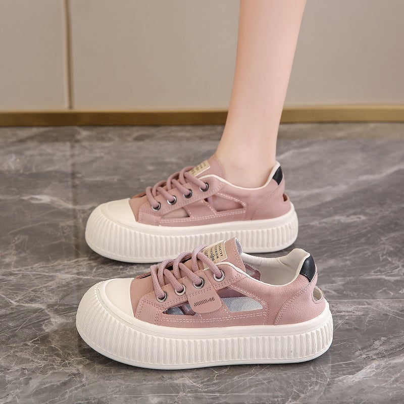 Women'S Shoes Feeling Pregnant Women'S Baotou Sandals Women'S Summer Hollow Hole Shoes Breathable White Skate Shoes - Image 1