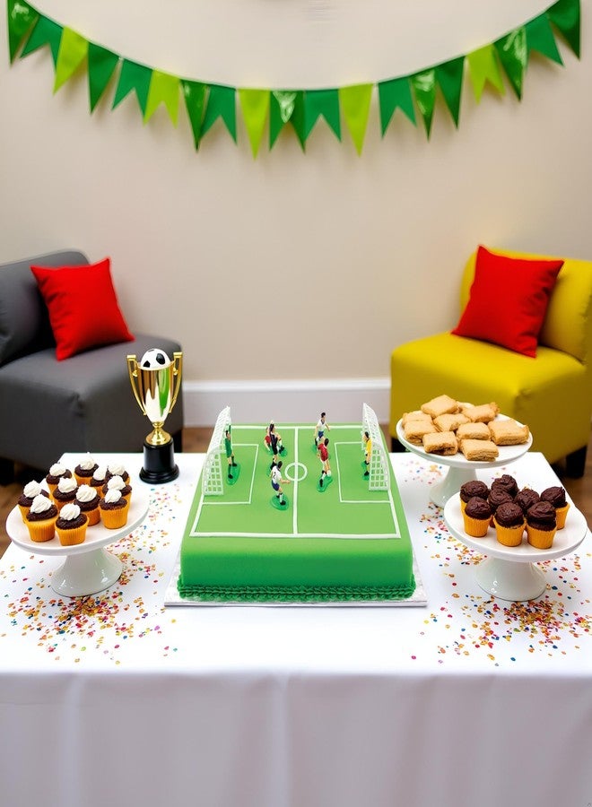 Bwexxt Soccer Cake Topper, Football/Soccer Toppers for Cake and Cupcakes Cake Decorating Ornaments Set of 9 Attractive Processed, Soccer Cake for Sport Party Soccer Birthday Party Sport Party Supplies - Image 4