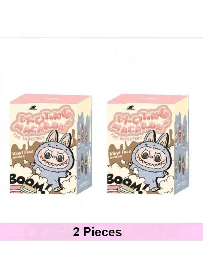 LABUBU 2 Pieces of Labubu Vinyl Face Plush Blind Box Macaron Monster Random Shape in a Box  - Image 1