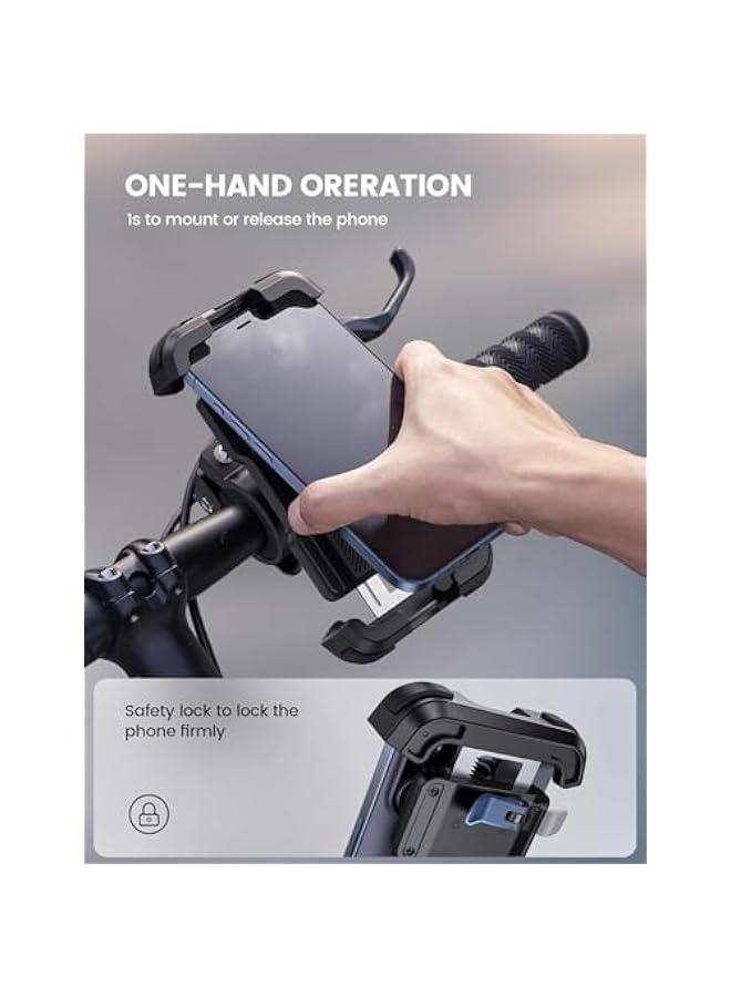 HOOKOR Motorcycle Phone Mount, Bike Holder - Upgrade Adjustable Cell Holder, Bicycle Scooter Handlebar Cradle Clip for iPhone 15 Pro Max/Plus, 14, Galaxy S22 and 4.7-6.8 Phone - Image 2