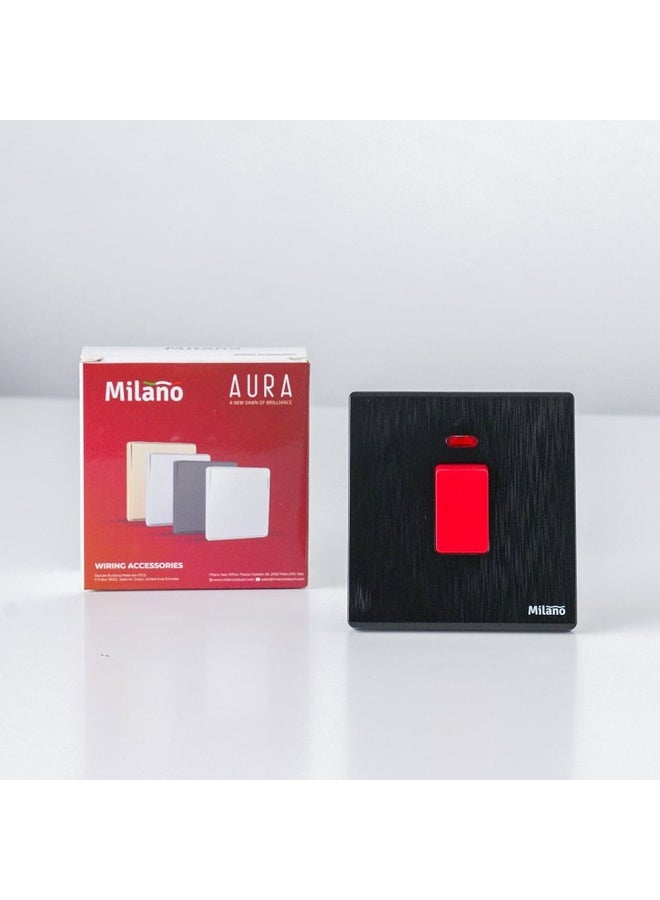 DANUBE HOME Milano 45A Dp Switch With Neon Electrical Switches Sockets Outlets For Home Appliances Office Hotel Conventional Construction Project Aura Blk - Image 3