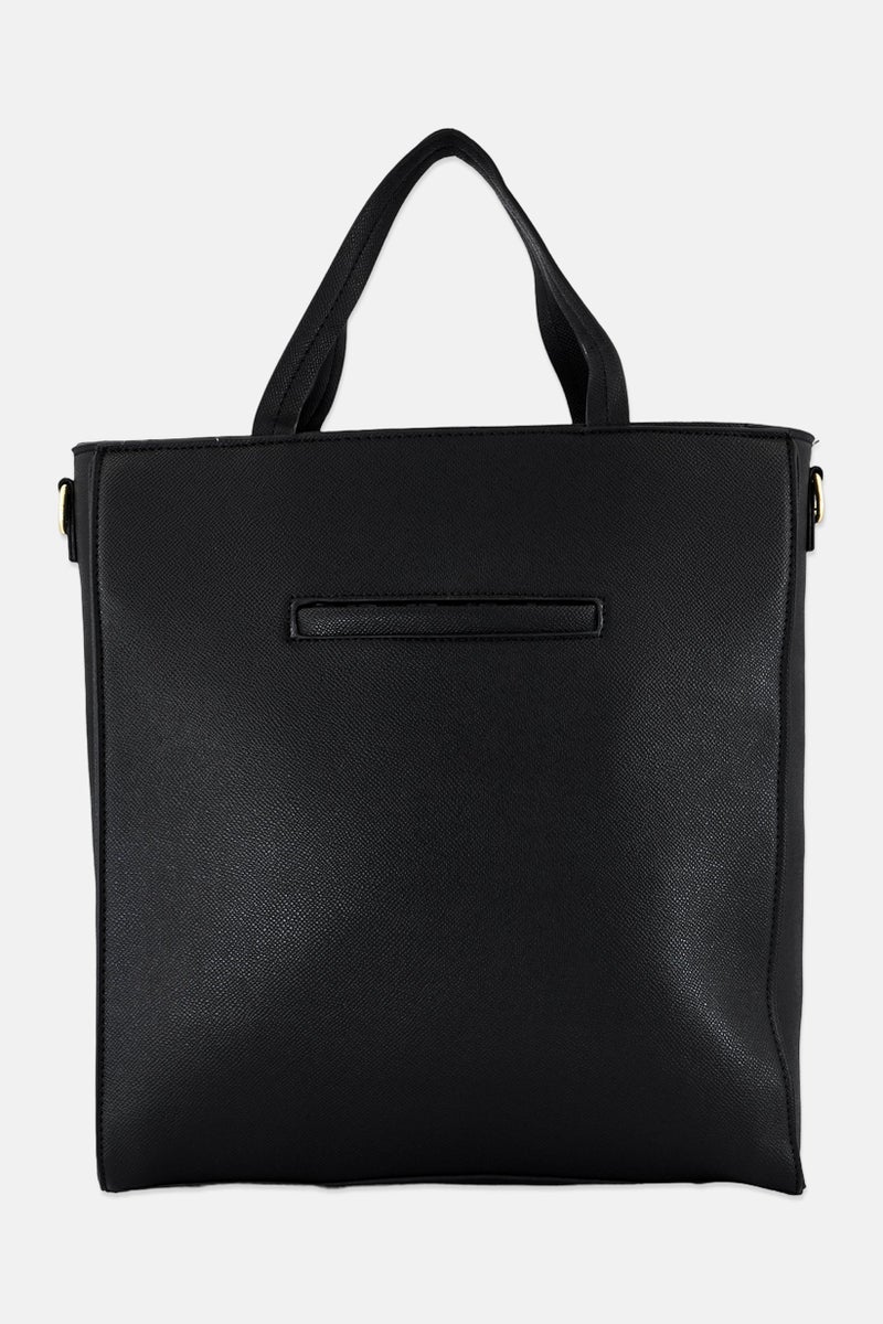 London Fog Women Sophia Studded Brand Logo Tote Bag, Black - Image 3