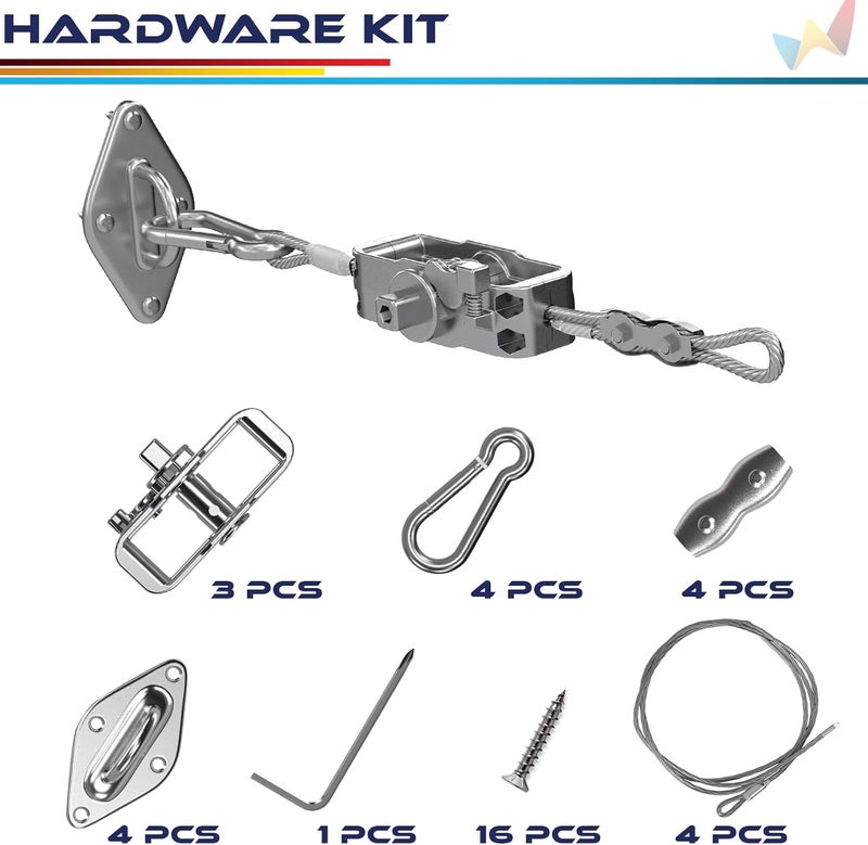 Windscreen4less Sun Shade Sail Hardware Kit with 6ft Wire Cables Pad Eyes Hooks Winch for Rectangle Shade Sail Installation - Image 2