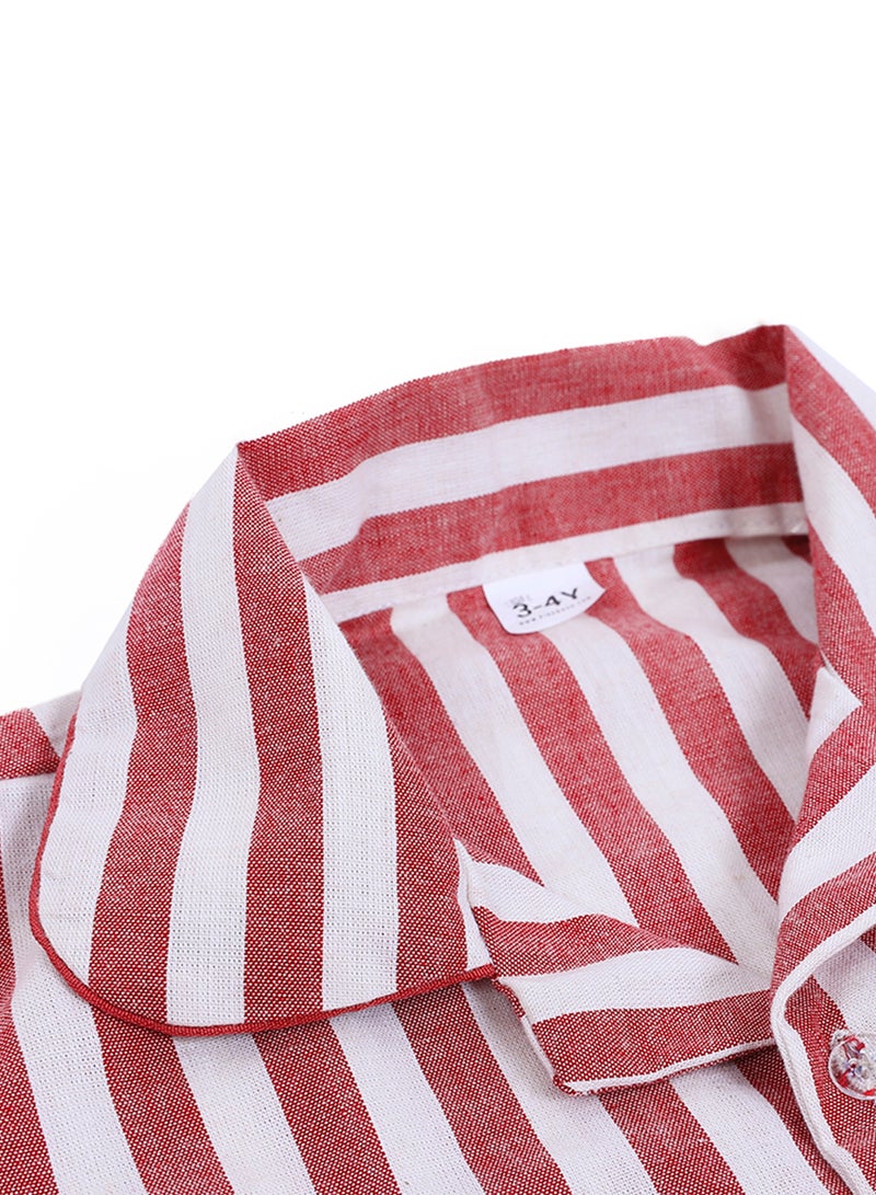 كيدابهو طقم بيجامات أطفال - حلاوة مخططة باللونين الوردي والأبيض 2 قطعة - Image 2