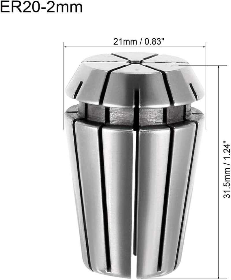 MECRAAF ® ER20 كوليت نابض عالي الدقة لآلات CNC وأدوات الحفر والتفريز (عبوة من 1)(2-1 مم) - Image 3