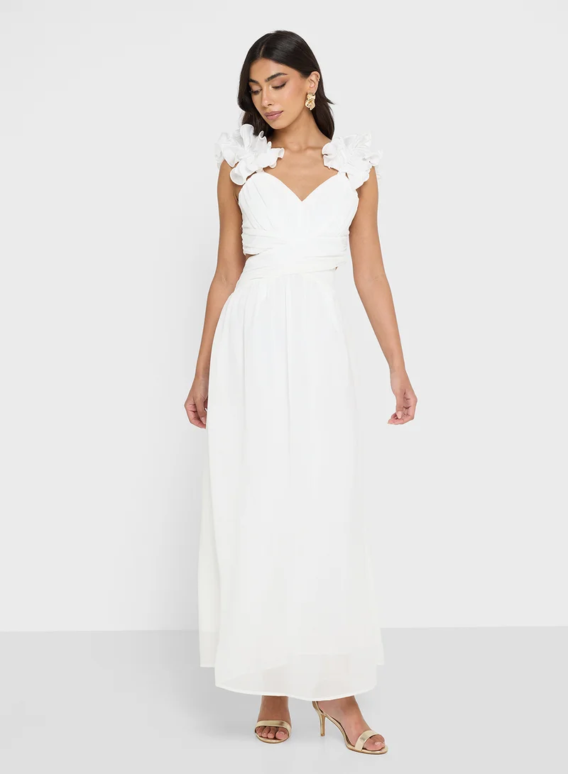 Ella Limited Edition Floral Strap A-line Dress With Waist Cut Out