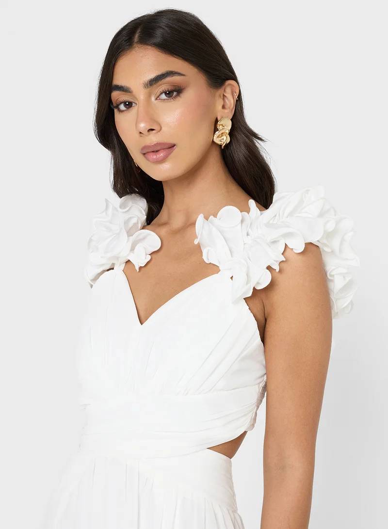 Ella Limited Edition Floral Strap A-line Dress With Waist Cut Out