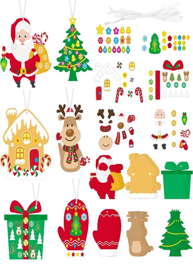Civaner Christmas Craft Kit for Kids Christmas Tree Ornaments Hanging Art and Craft DIY Project Gingerbread House Crafts Kit Christmas Box Claus Reindeer Christmas Crafts for Kids, 6 Styles - Image 1