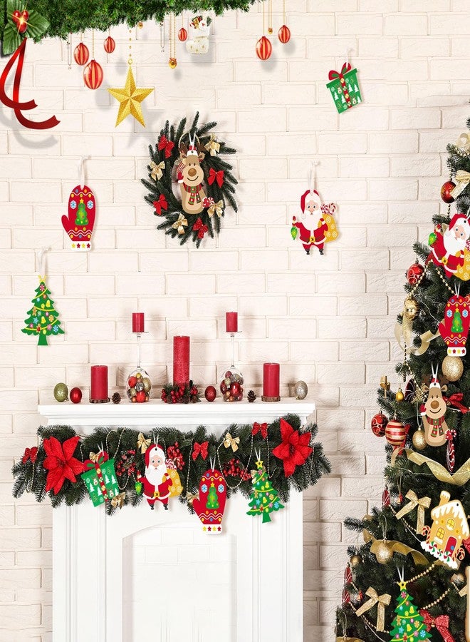 Civaner Christmas Craft Kit for Kids Christmas Tree Ornaments Hanging Art and Craft DIY Project Gingerbread House Crafts Kit Christmas Box Claus Reindeer Christmas Crafts for Kids, 6 Styles - Image 2