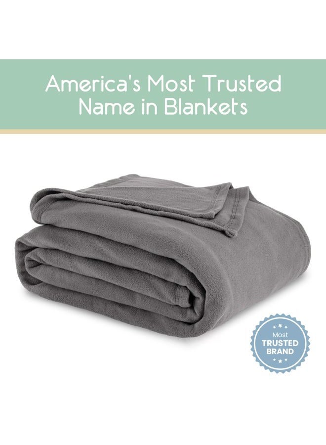 Vellux Fleece Blanket King Size - Fleece Bed Blanket - All Season Warmth Lightweight Super Soft Throw Blanket - Plush Blanket for Bed or Couch (108 x 90 Inches, Grey) - Image 2
