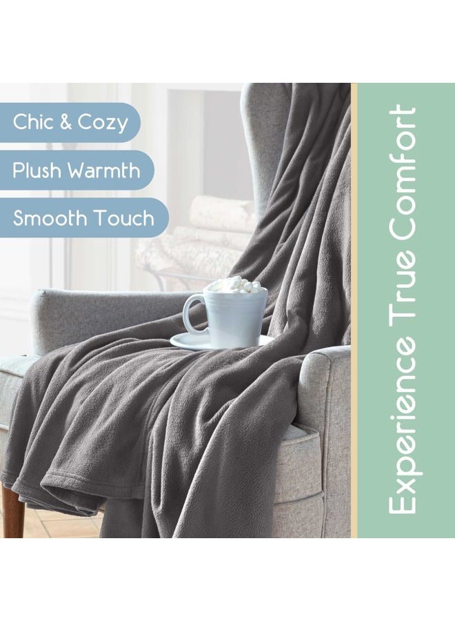 Vellux Fleece Blanket King Size - Fleece Bed Blanket - All Season Warmth Lightweight Super Soft Throw Blanket - Plush Blanket for Bed or Couch (108 x 90 Inches, Grey) - Image 5