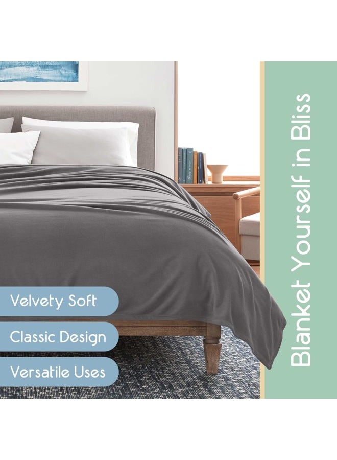 Vellux Fleece Blanket King Size - Fleece Bed Blanket - All Season Warmth Lightweight Super Soft Throw Blanket - Plush Blanket for Bed or Couch (108 x 90 Inches, Grey) - Image 3