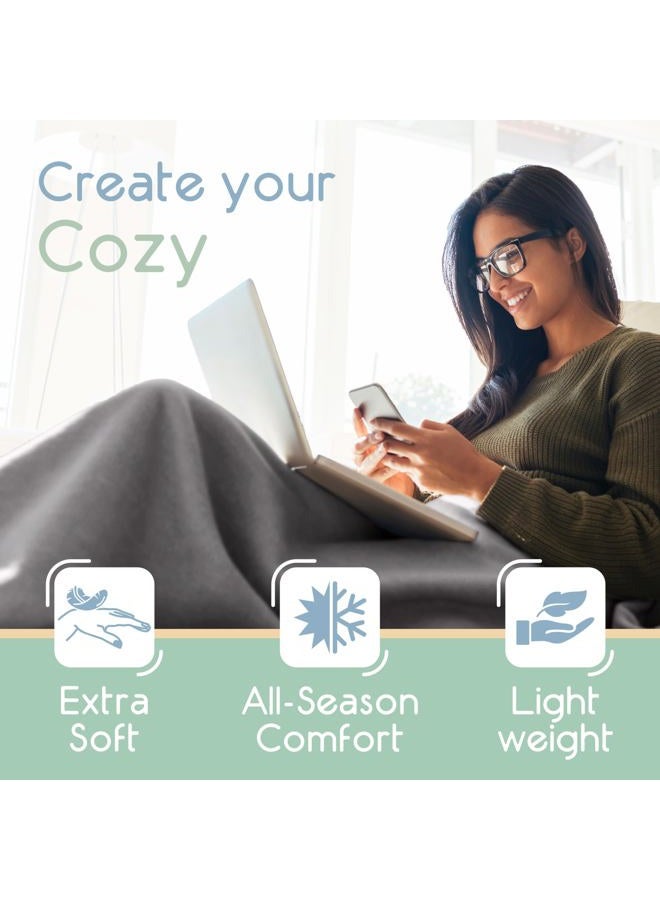 Vellux Fleece Blanket King Size - Fleece Bed Blanket - All Season Warmth Lightweight Super Soft Throw Blanket - Plush Blanket for Bed or Couch (108 x 90 Inches, Grey) - Image 4