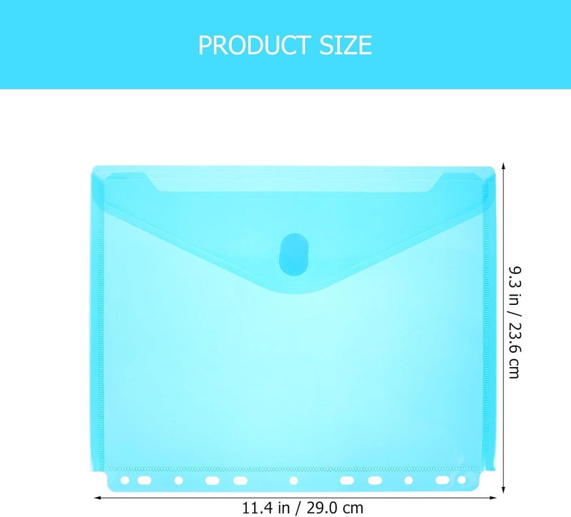 10pcs Pp File Pockets Document Organizer with 11 Holes and Hook-and-Loop Closure, Thick Multi-Color Document Storage Bags for Office and School Filing Random Color - Image 2