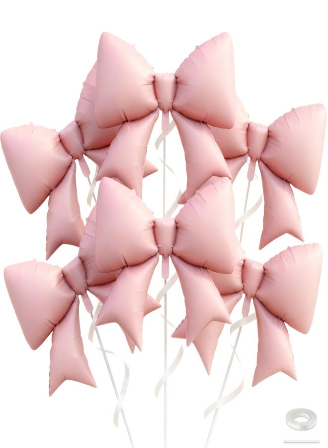 Biapian 6 Pcs Pink Bow Balloons, 38 Inch Giant Bow Foil Balloons, Elegant Pink Aluminum Balloon for Girls Women Bow Themed Birthday Bridal Baby Shower Wedding Bachelorette Princess Party Decorations - Image 1