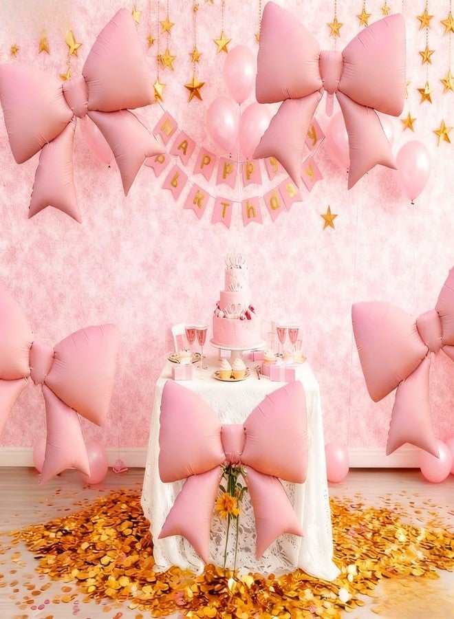 Biapian 6 Pcs Pink Bow Balloons, 38 Inch Giant Bow Foil Balloons, Elegant Pink Aluminum Balloon for Girls Women Bow Themed Birthday Bridal Baby Shower Wedding Bachelorette Princess Party Decorations - Image 5