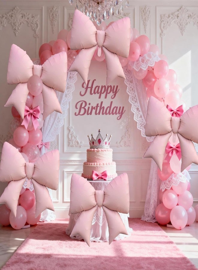 Biapian 6 Pcs Pink Bow Balloons, 38 Inch Giant Bow Foil Balloons, Elegant Pink Aluminum Balloon for Girls Women Bow Themed Birthday Bridal Baby Shower Wedding Bachelorette Princess Party Decorations - Image 4