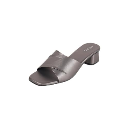 Metro Women's Grey Block Heel with Criss-Cross Straps UK/4 EU/37 (40-144) - Image 1
