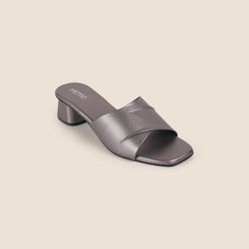 Metro Women's Grey Block Heel with Criss-Cross Straps UK/4 EU/37 (40-144) - Image 3