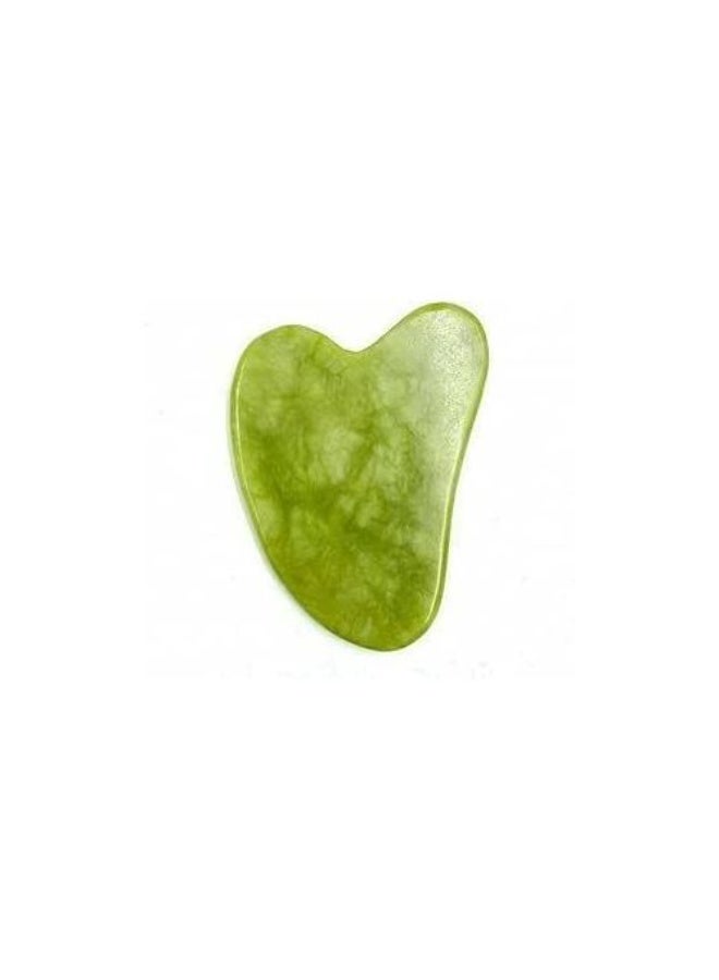 Natural jade gua sha stone facial massage tool for radiant skin, reduces puffiness and combats signs of aging. Skincare tool suitable for women, light green. - Image 1