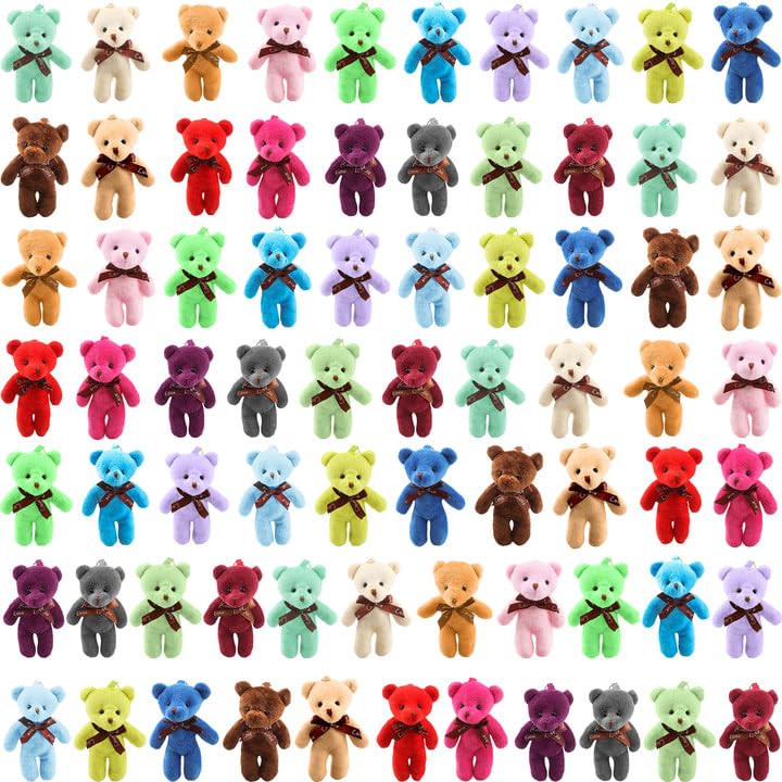 Haconba 72 Packs 47 Inch Mini Teddy Bears Bulk Small Plush Bears Stuffed Animals for DIY Keychain Birthday Christmas Easter Wedding Valentine Party Supplies 18 Colors - Image 1