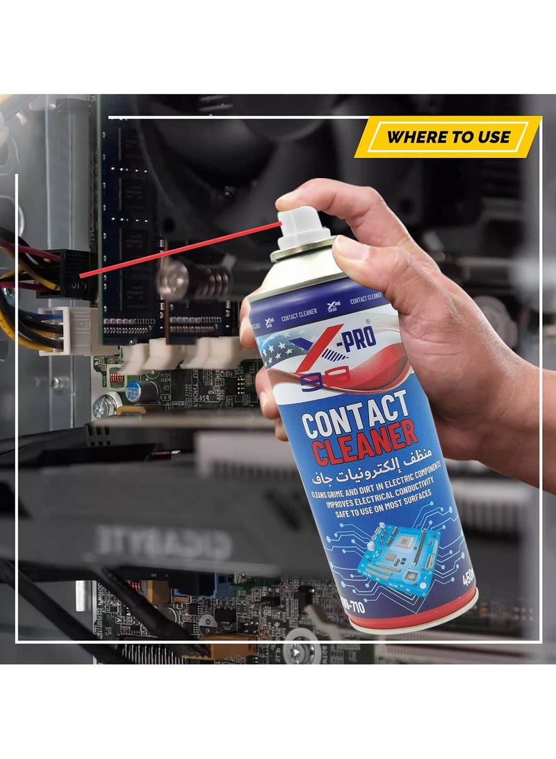XPRO Contact Cleaner Spray for Cleaning Oil, Flux and Grime Removal, Dirt in Electronics Devices and Components 450ml X99-710 - Image 5