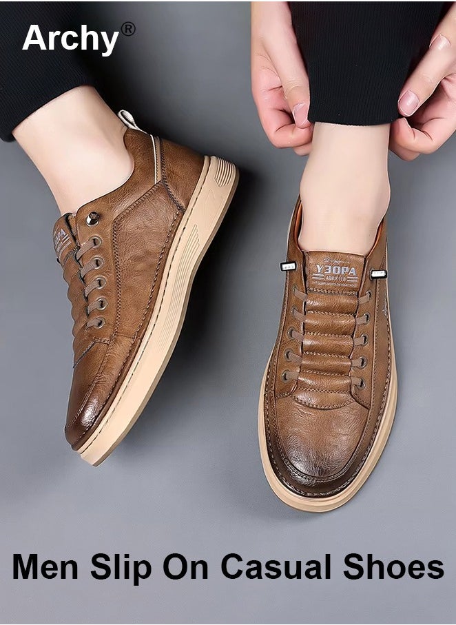 Men Leather Business Casual Loafers Soft Suede Men Shoes Men Laces Easy to Wear Lazy Shoes