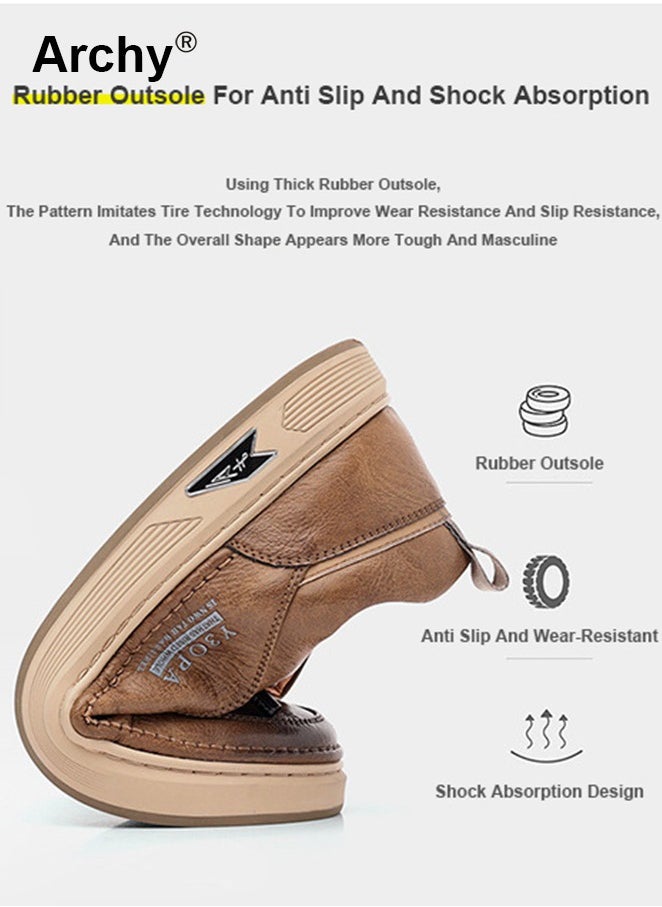 Men Leather Business Casual Loafers Soft Suede Men Shoes Men Laces Easy to Wear Lazy Shoes