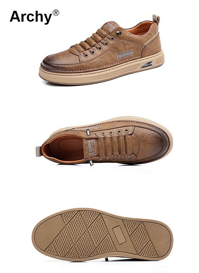 Men Leather Business Casual Loafers Soft Suede Men Shoes Men Laces Easy to Wear Lazy Shoes