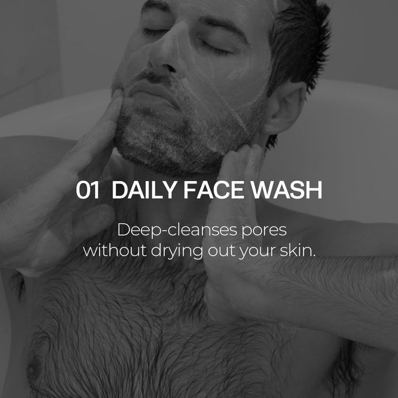 HOMMEFACE مجموعة روتين العناية اليومية للرجال من هوم فيس - 3 خطوات مع غسول الوجه، ورذاذ تونر عشبي ومرطب - تقنية العناية بالبشرة الكورية مع مستخلصات سيكا، ورق شجرة الشاي، وهazel الساحرة، لجميع أنواع البشرة - Image 3
