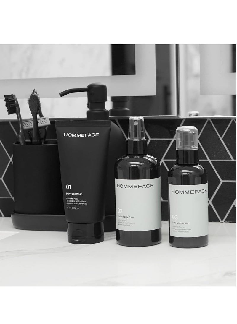 HOMMEFACE - HommeFace Daily Trio Skin Care Set for Men, 3-Step Routine - Image 1