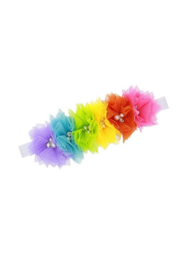 BBTDIN Rainbow Flower Headband Baby Girls Rainbows Floral Hair Band Flower Headwear BBG35 (A3) - Image 1