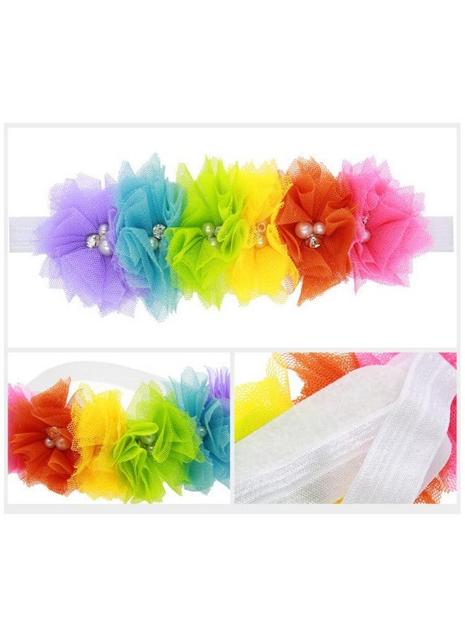 BBTDIN Rainbow Flower Headband Baby Girls Rainbows Floral Hair Band Flower Headwear BBG35 (A3) - Image 4