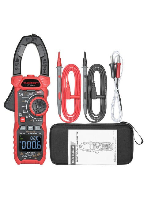 AC/DC Digital Clamp Meter True-RMS Multimeter Anto-Ranging Multi Tester Current Clamp with Amp Volt Ohm Diode Capacitance Resistance Continuity NCV Temperature Duty Ratio VFD Tests